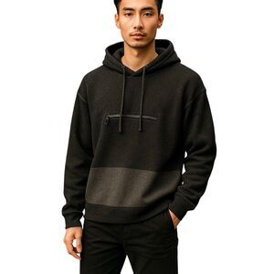 Bellisimo Mens Oversized Pullover Black Wool Sweater Blockcore Cozy Size XL